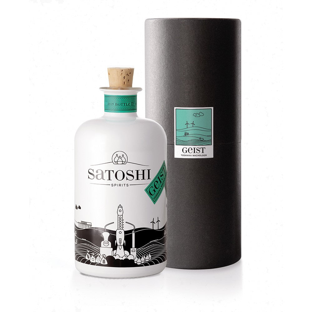 Satoshi Gin Toskana Wacholder in der Geschenkbox